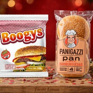 COMBO 60 HAMURGUESAS BOOGYS 120 grs. 100% CARNE + 60 PANES + ADEREZO