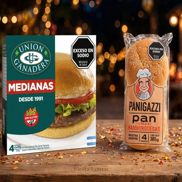 COMBO 32 HAMBURGUESAS UNION GANADERA 69grs + 32 PANES + ADEREZO